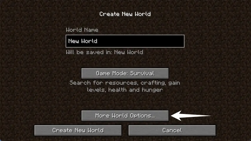 Click [More World Options...] or someting similar